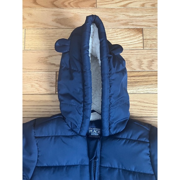 NWTs $54 The Childrens Place Navy Blue Puffer Snowsuit Bunting Suit Baby 3-6M - Picture 2 of 5
